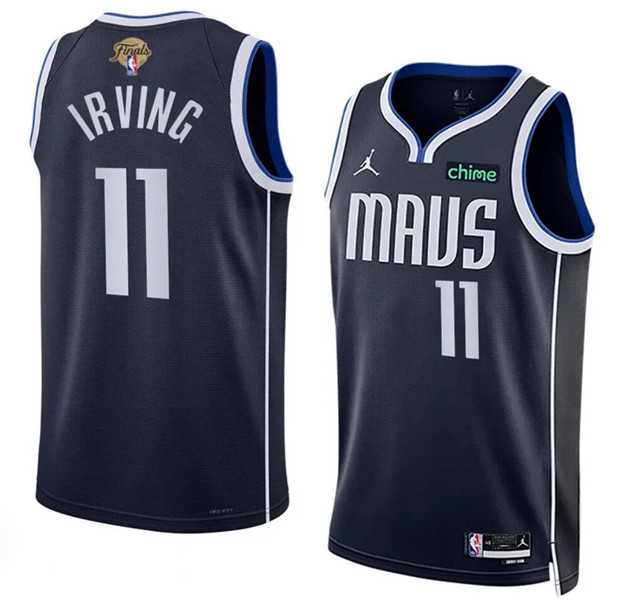 Mens Dallas Mavericks #11 Kyrie Irving Navy 2024 Finals Statement Edition Stitched Basketball Jersey Dzhi